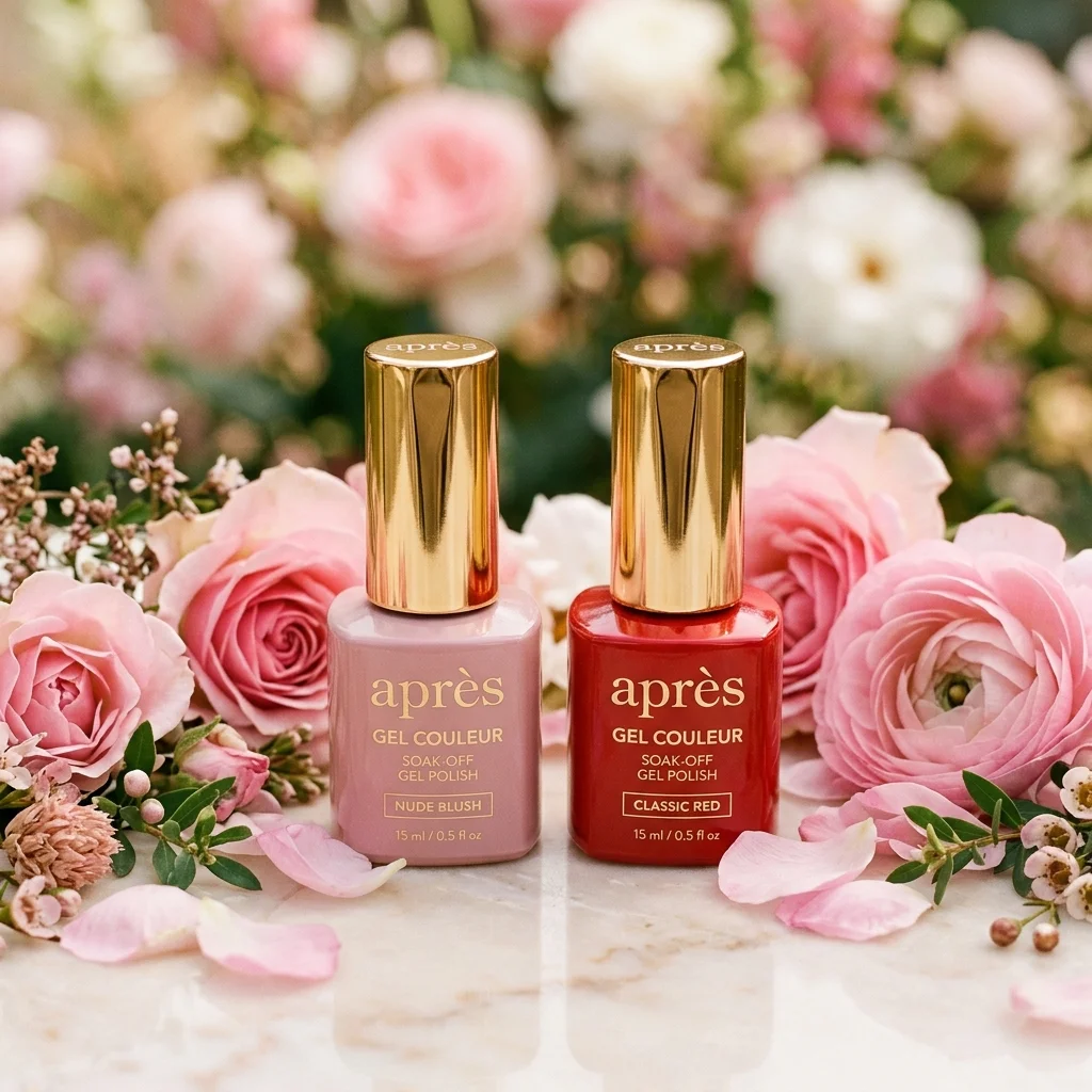 Colores exclusivos Aprés con flores en Roza Spa Nails